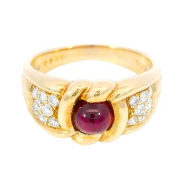 Vintage 18K Ruby Diamond Ring Yellow Gold Size 7.25 ~1.66ctw