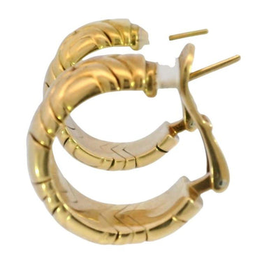 Bulgari Alveare Parentesi Hoop Earrings 18K Yellow Gold