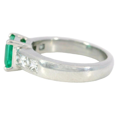 Vintage Emerald Engagement Ring Diamond Accents AGL CERT Platinum Size 6 ~2.2ctw