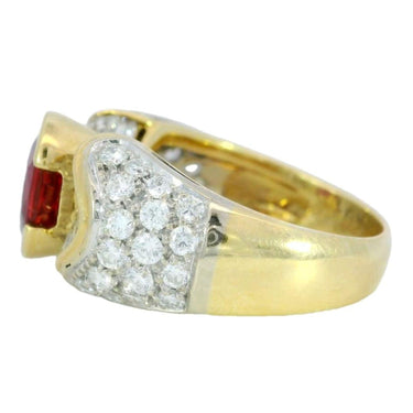 Estate Ruby Diamond Cocktail Ring 18K Yellow Gold ~3.8ctw AGL Certified