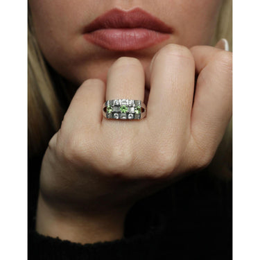 18K Diamond Demantoid Garnet Ring Estate White Gold ~1.1ctw