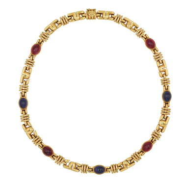 Bulgari Parentesi Gemstone Necklace 18K Yellow Gold Iolite Tourmaline ~17.9ctw