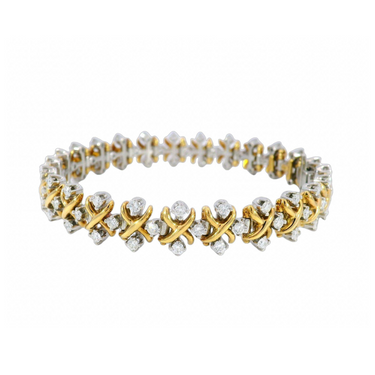 Tiffany & Co. Schlumberger Lynn Diamond Bracelet 18k Yellow Gold/Platinum 3CTW