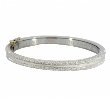 Roberto Coin Cento Collection 18K White Gold and Diamond Thin Bangle Bracelet