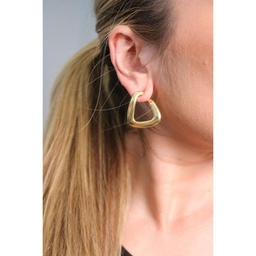 David Webb Triangular Hoop Clip On Earrings 18K Yellow Gold