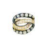 Victorian Circa 1860 Blue Enamel and Diamond Woven Knot Ring in High Karat Gold