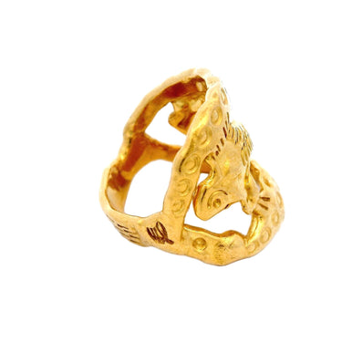 Jean Mahie Paris 1970s Abstract Creature Ring in 22 Karat Yellow Gold