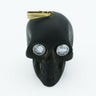 Victorian Memento Mori Jet or Charcoal Skull with Rose Cut Diamond Eyes