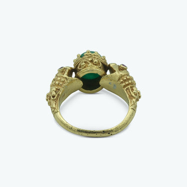 Vintage Ilias Lalaounis Emerald & Ruby Double Snake Figural Ring in 18K Gold