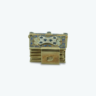 Victorian 14 Karat Sapphire and Enamel Folding / Transforming Book Bracelet