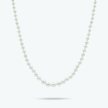 Art Deco Certified Natural Saltwater Pearl & Diamond Platinum Graduated Necklace