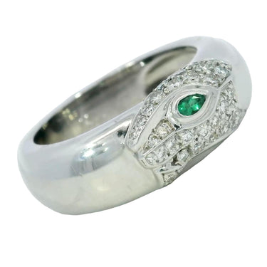 Cartier Panthere Diamond Ring Band 18k White Gold Size 7.25