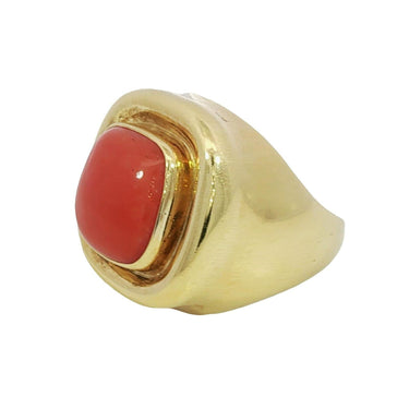 Estate Maz 18K Coral Statement Cocktail Ring Yellow Gold Size 6.5