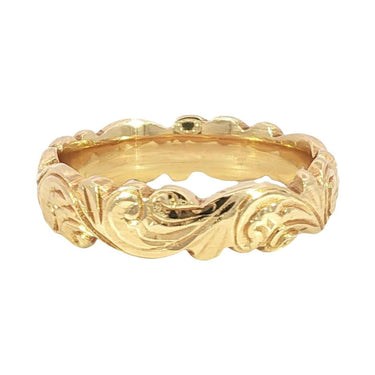 Antique 14k Yellow Gold Scroll Work Engraved Band Ring Size 6.25