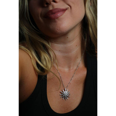 Diamond Starburst Pendant 18K White Gold ~1.94ctw Diamonds