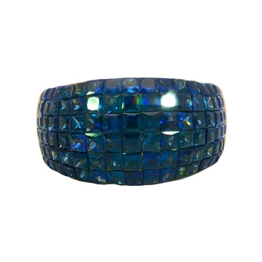 Estate 18K Invisible-Set Sapphire Ring Yellow Gold ~5.11ctw