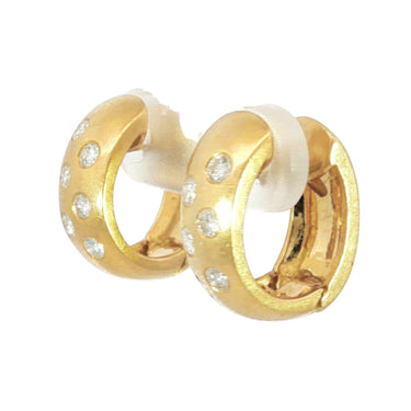 Vintage 18K Diamond Huggie Hoop Earrings Yellow Gold ~.54ctw Diamonds
