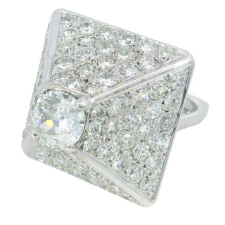 Dinh Van Diamond Pyramid Ring French 18K White Gold ~5.65ctw With Papers