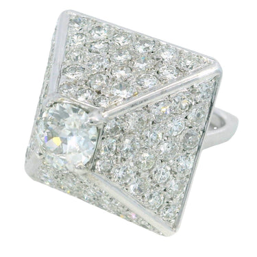 Dinh Van Diamond Pyramid Ring French 18K White Gold ~5.65ctw With Papers