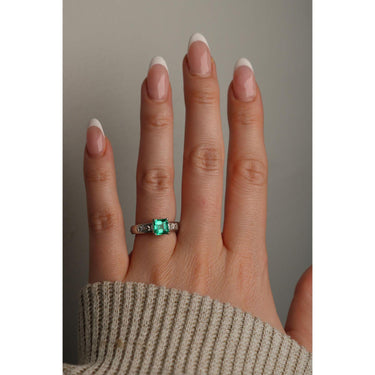 Vintage Emerald Engagement Ring Diamond Accents AGL CERT Platinum Size 6 ~2.2ctw