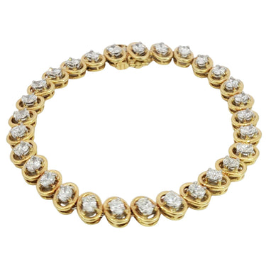 5.4ctw Diamond Tennis Bracelet 18K Yellow Gold Platinum Oval Cut VS Diamonds