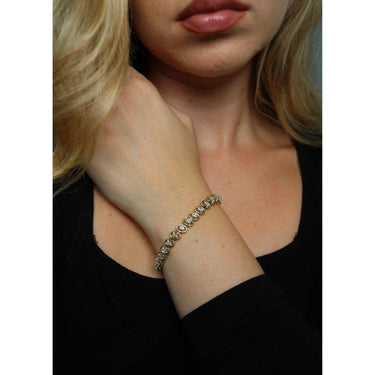 5.4ctw Diamond Tennis Bracelet 18K Yellow Gold Platinum Oval Cut VS Diamonds