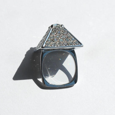 Dinh Van Diamond Pyramid Ring French 18K White Gold ~5.65ctw With Papers