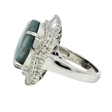 Estate Platinum Black Opal Diamond Ballerina Setting Ring ~9.13ctw
