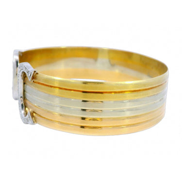 Vintage Cartier Tri Color Trinity Double C Diamond Cuff Bracelet in 18K Gold