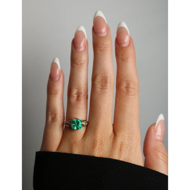 Victorian Emerald Engagement Ring 2.22ct Columbian F1 GIA Ring 14K