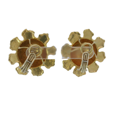 French Jean Mahie Sun Disc Clip On Earrings in 22kt Yellow Gold