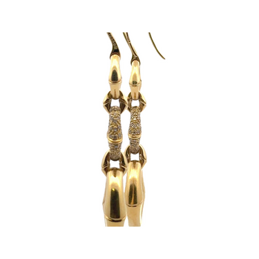 Rare Gucci Bamboo Collection Diamond Drop Earrings in 18 Karat Yellow Gold