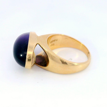 Rare Vintage Georg Jensen Amethyst Cabochon Ring Made by Tuk Fischer in 18k YG