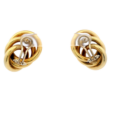 Vintage Nicolas Cola Italian Circle Knot Earrings in 18 Karat Yellow Gold