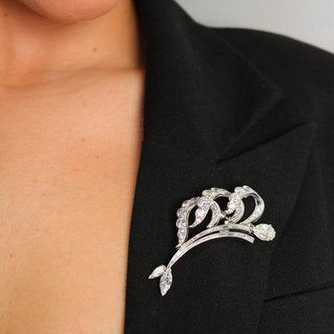 Art Deco Diamond Fish Brooch Abstract Marlin in Platinum ~8.65ctw