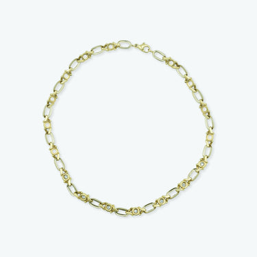 French Modernist Open Link Necklace by Fred Paris 17.ct Diamond Yellow Gold 18k