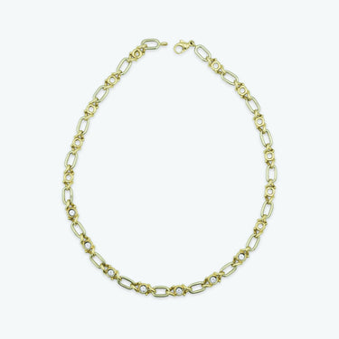 French Modernist Open Link Necklace by Fred Paris 17.ct Diamond Yellow Gold 18k