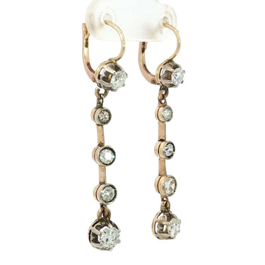 Victorian Diamond Drop Earrings 18K Silver Topped ~2.24ctw