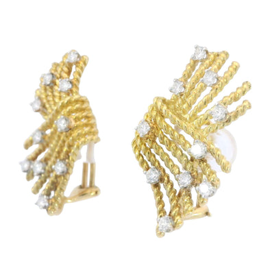 Tiffany & Co. Jean Schlumberger V-Rope Diamond Earrings 18K Yellow Gold ~1.0ctw