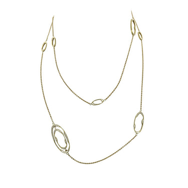 Estate Diamond Circle Necklace 18K Yellow Gold 36" length ~2.1ctw Designer