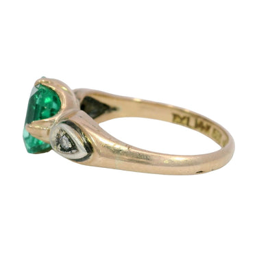 Victorian Emerald Engagement Ring 2.22ct Columbian F1 GIA Ring 14K