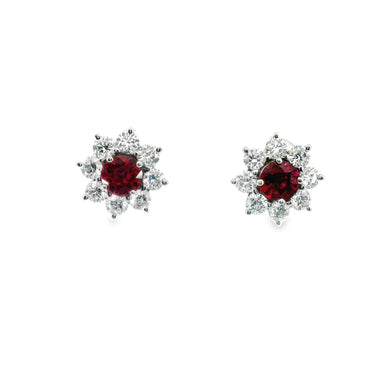 Harry Winston Sunflower Petite Ruby and Diamond Platinum Earrings