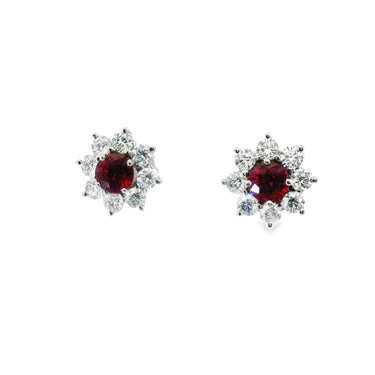 Harry Winston Sunflower Petite Ruby and Diamond Platinum Earrings