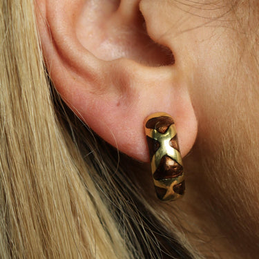 Roberto Coin Enamel Giraffe Hoop Clip Earrings 18K Yellow Gold