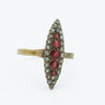 Antique Victorian Spinel and Diamond Navette Ring in 10 Karat Gold