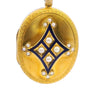 Victorian Pearl Locket With Blue Enamel in 18K Yellow Gold