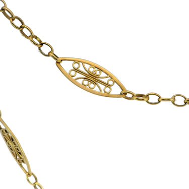 French Art Nouveau Fancy Chain Link Chain Necklace in 18 Karat YG 40 Inch Length