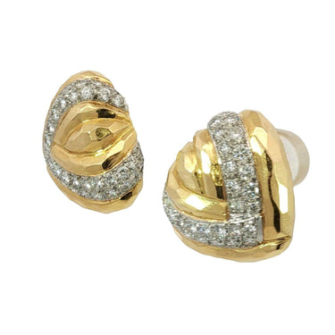 Estate Diamond Heart Earrings Clip-Ons 18K White and Yellow Gold ~2.86ctw