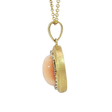 Effy 14K Diamond Coral Pendant Yellow gold 18" ~2.38ctw