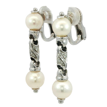 Bulgari Pearl Diamond Earrings Passo Doppio Drop Earrings 18K White Gold